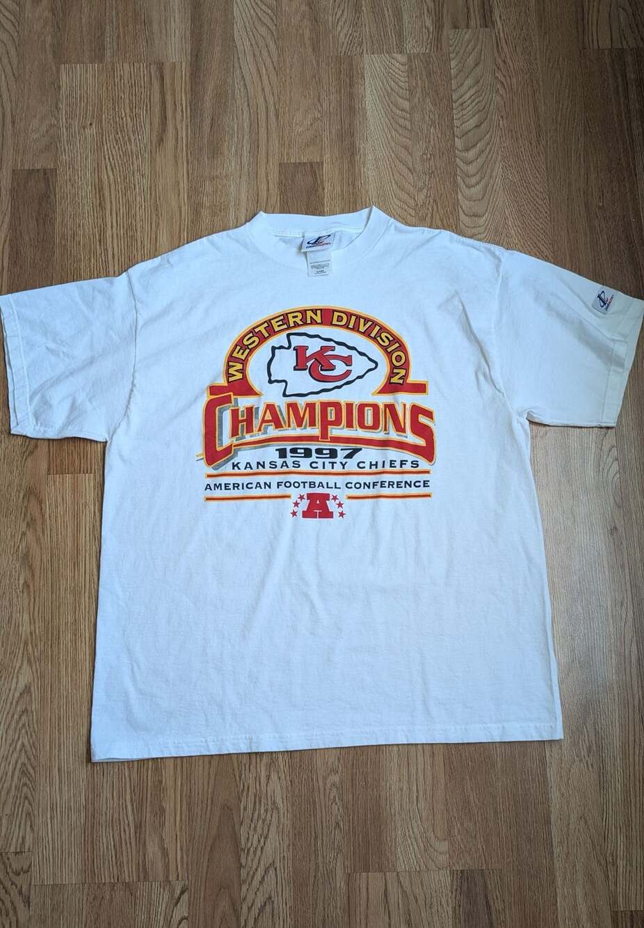 1997 Kansas City Chiefs Logo Athletic Western Division Champions Shirt Size XL